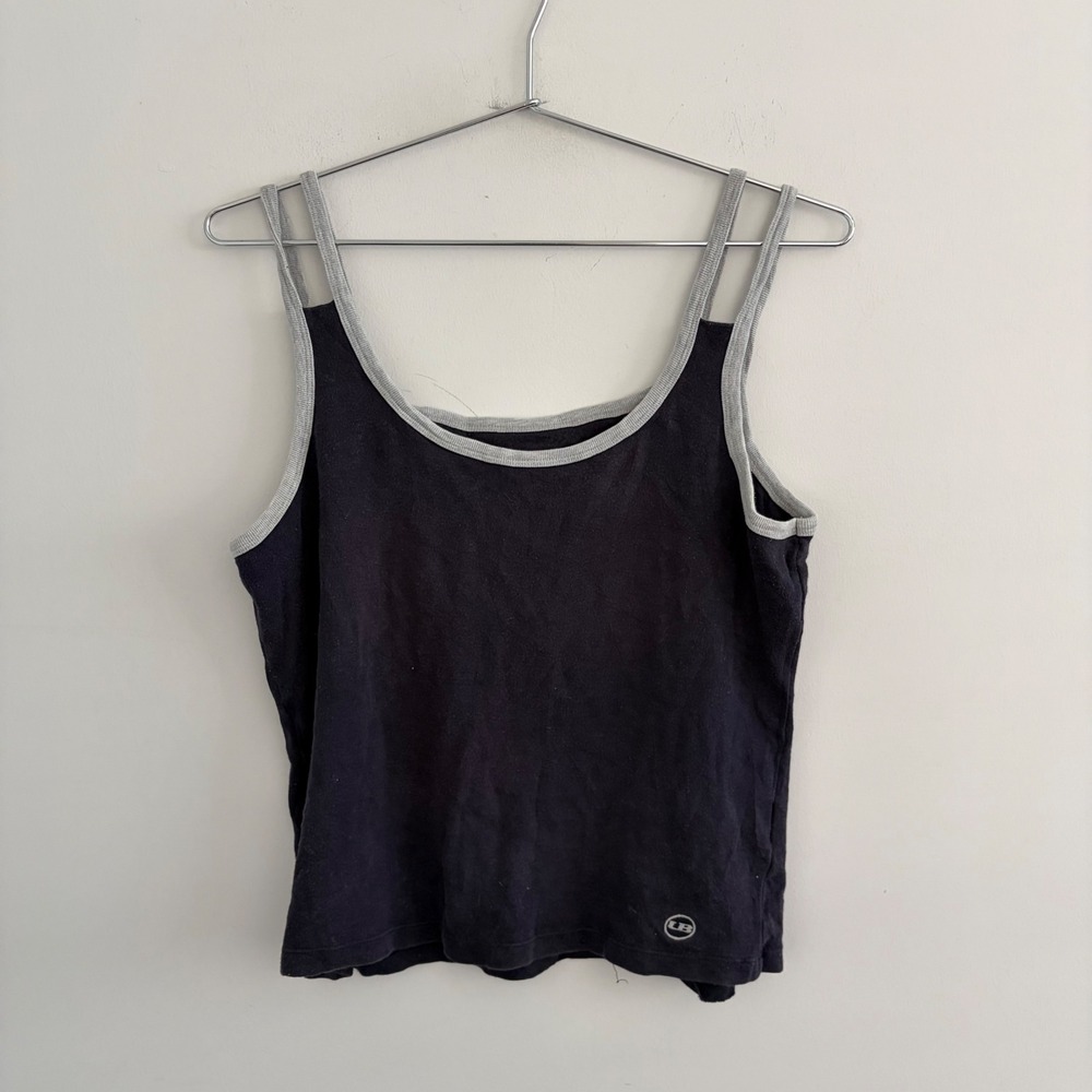 Unionbay Women Black Double Strap Ringer Tank Top Large